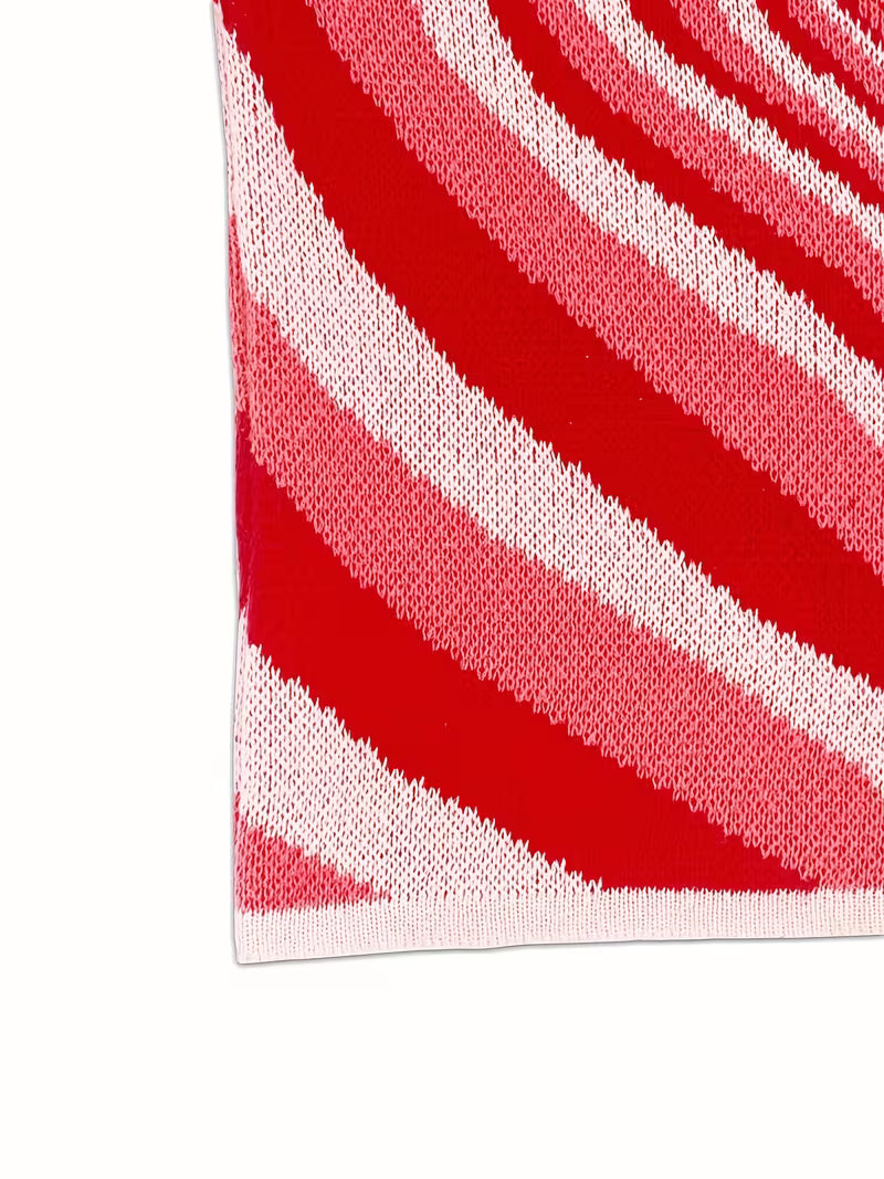 Women's Vintage-Inspired Pink Gradient Heart Knit Sweater