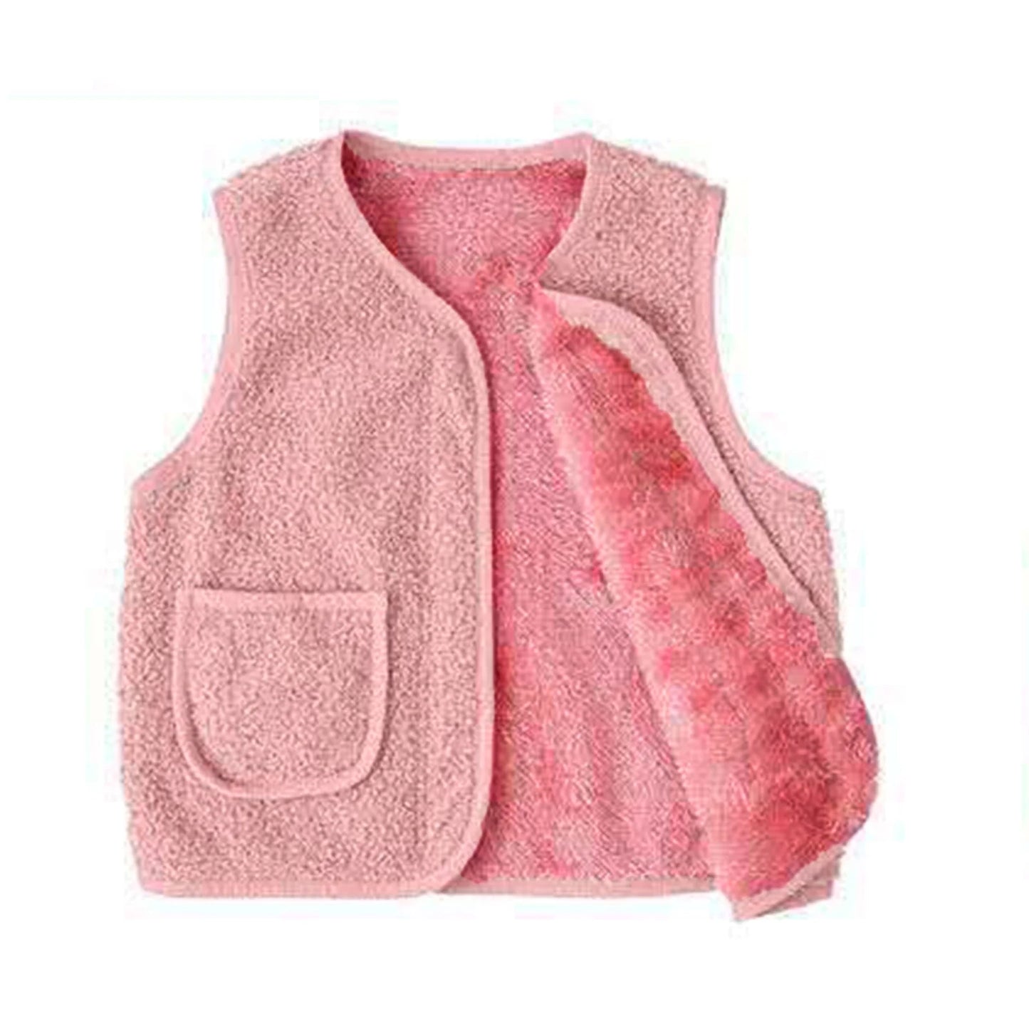 Solid Warm Thick Spring Winter Sleeveless Vest Clothes Coat Zipper with Pocket