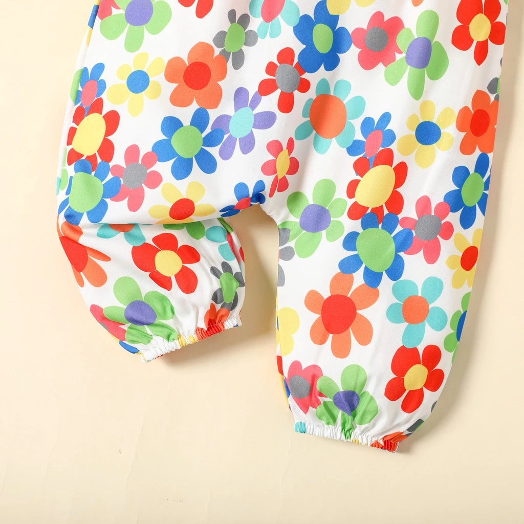 Girl cotton fashion flower jumpsuit