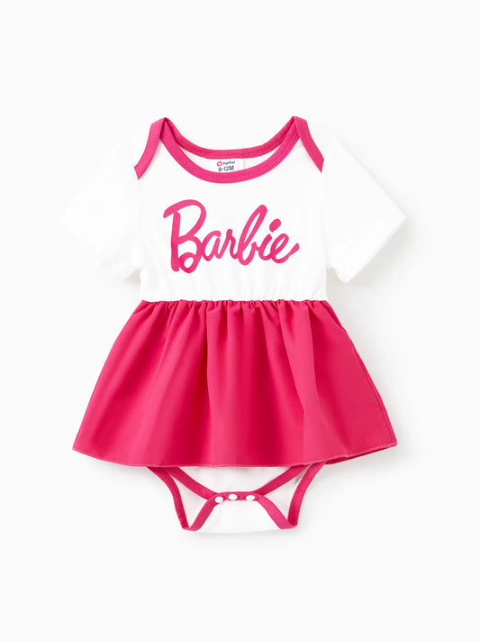 Barbie Letter Print Belted Combo Tank Romper
