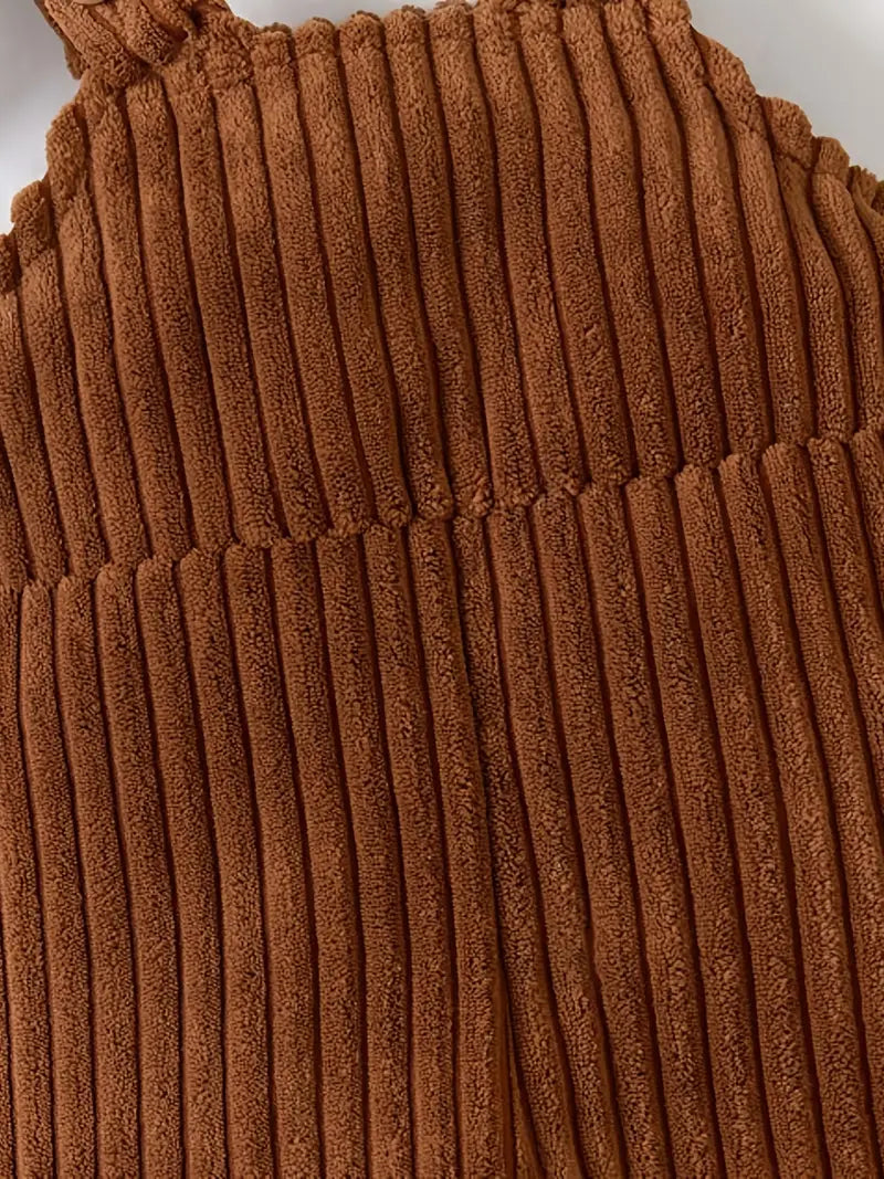 Winter Ribbed Fleece Suspender Pants