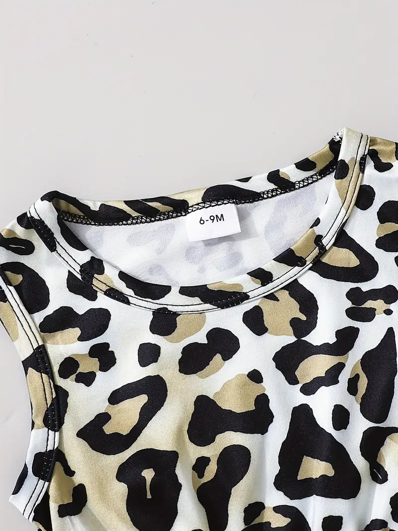 Leopard Print onesie with Black spots Romper