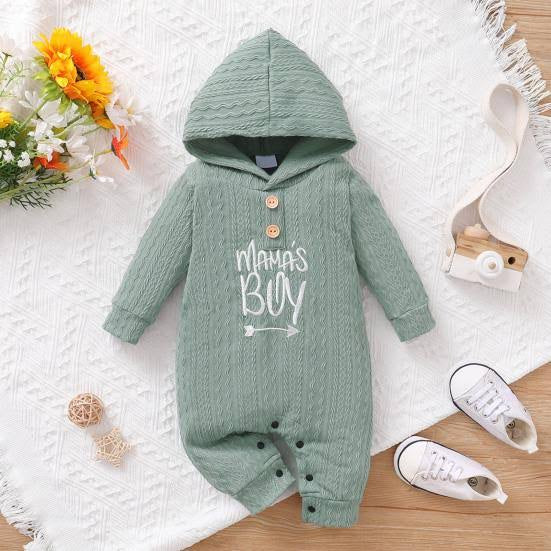 Mama's Boy Waffle Texture Hooded Jumpsuit