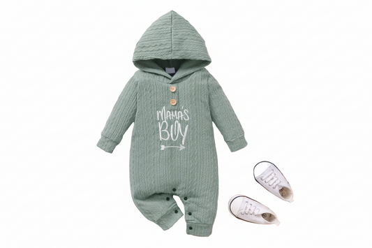 Mama's Boy Waffle Texture Hooded Jumpsuit