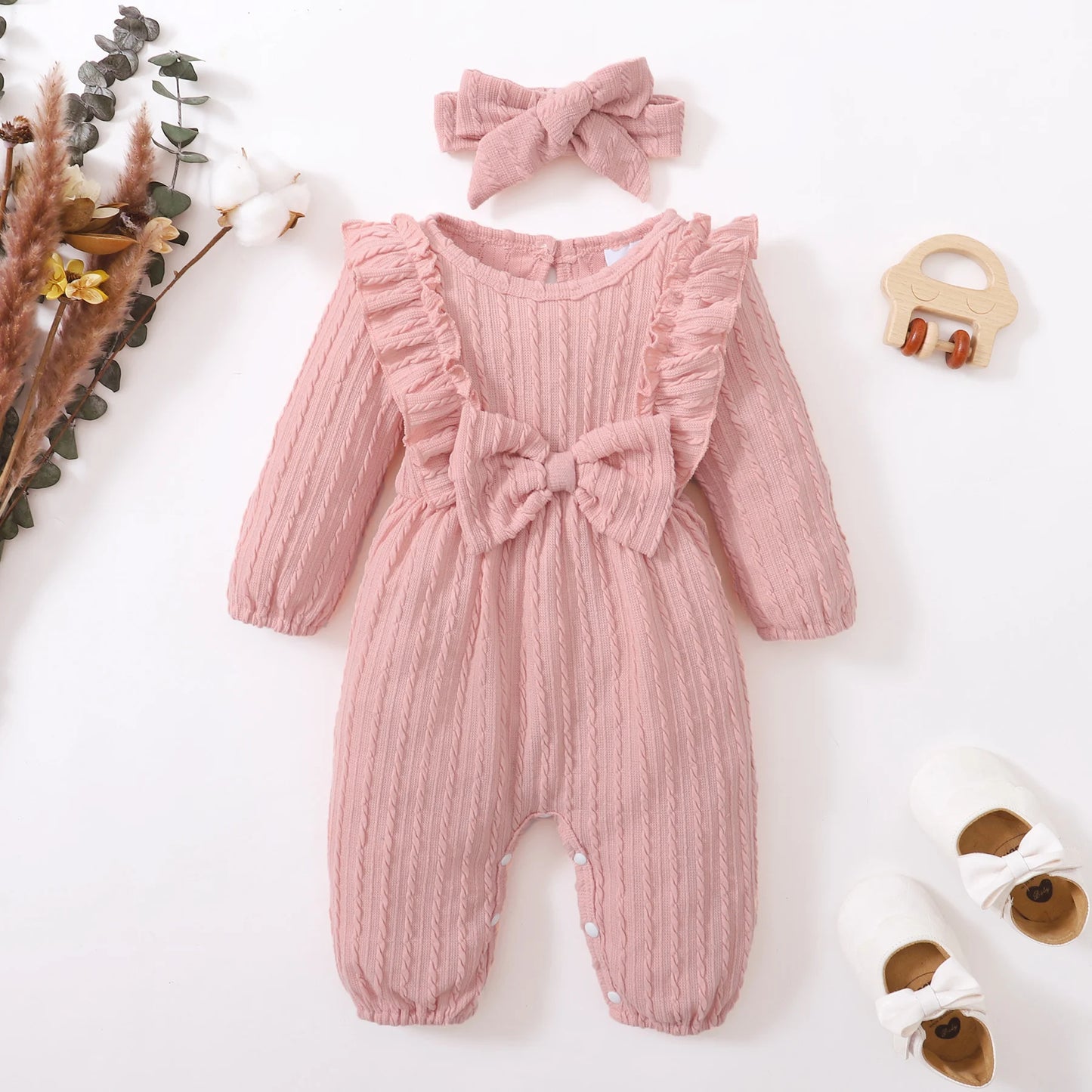 Baby all Long Sleeve Romper with bow
