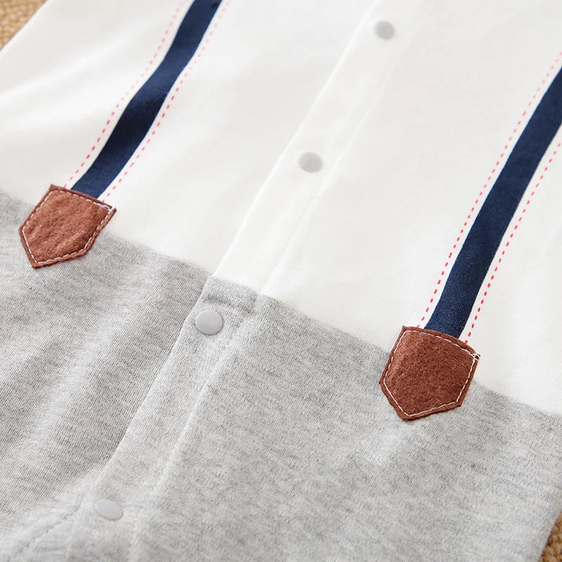 Boy Jumpsuit Fashionable Gentleman Tie Suspender