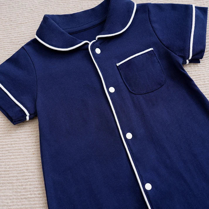 Comfy Cotton Baby Dark Blue Sleeping Romper