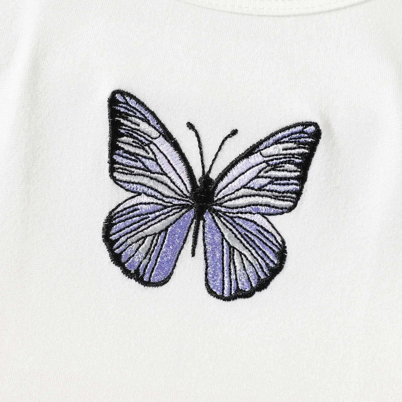 Butterfly Embroidered/Print Short-sleeve Tee Suitable for Summer Season Soft and Comfortable
