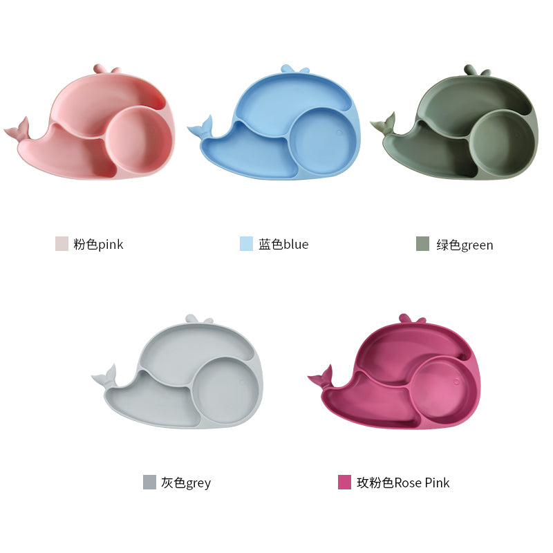 baby silicone tableware set with cartoon dolphin dinner set 9pieces -H