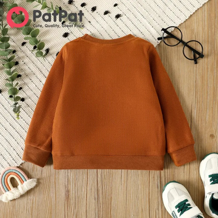 Toddler Girl/Boy Rainbow Embroidered Waffle Sweatshirt