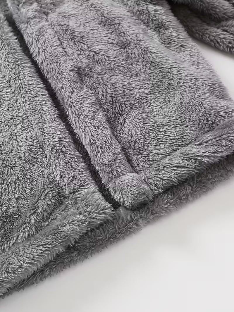 Basic Solid Color Polar Fleece Hooded Coat