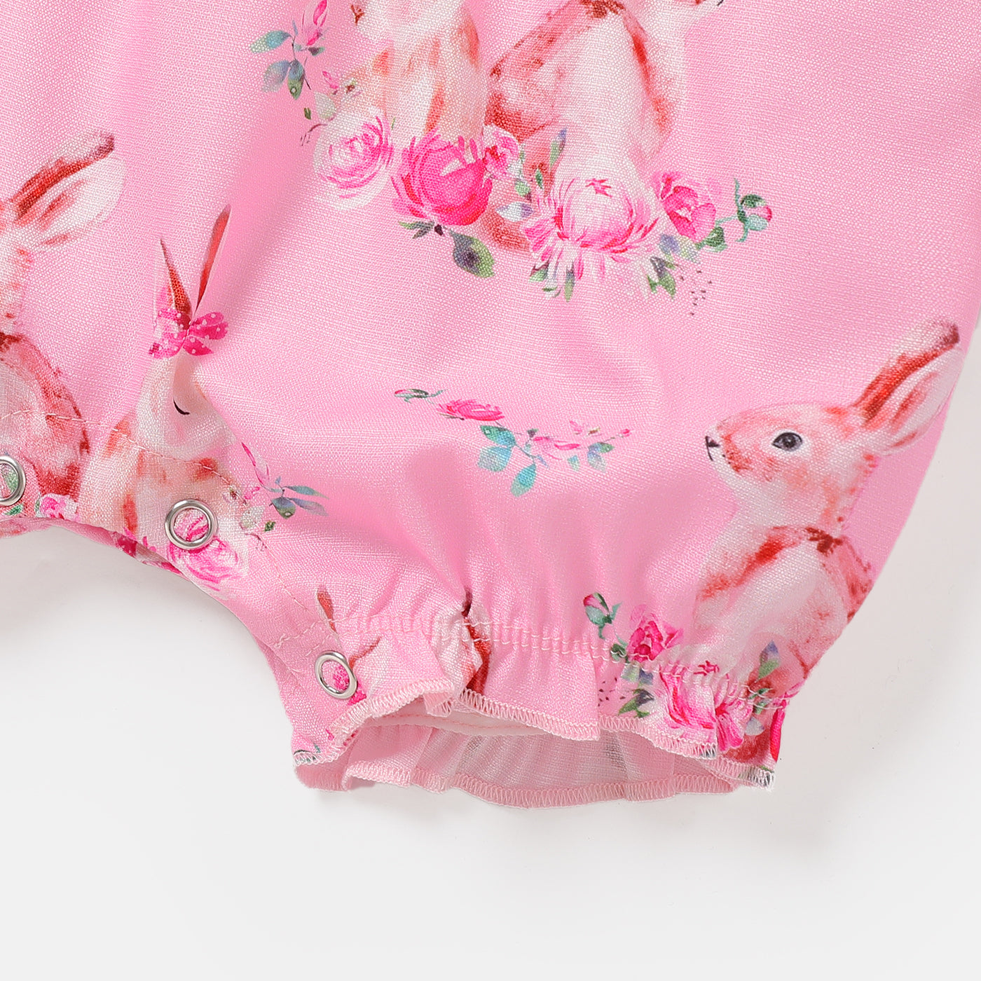 Baby Girl's Bunny Print Sleeveless Romper-5000