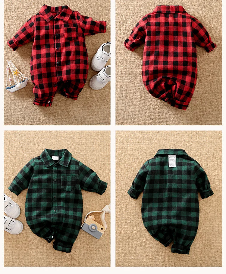 Winter Casual Plaid  Jumpsuit Long Sleeved