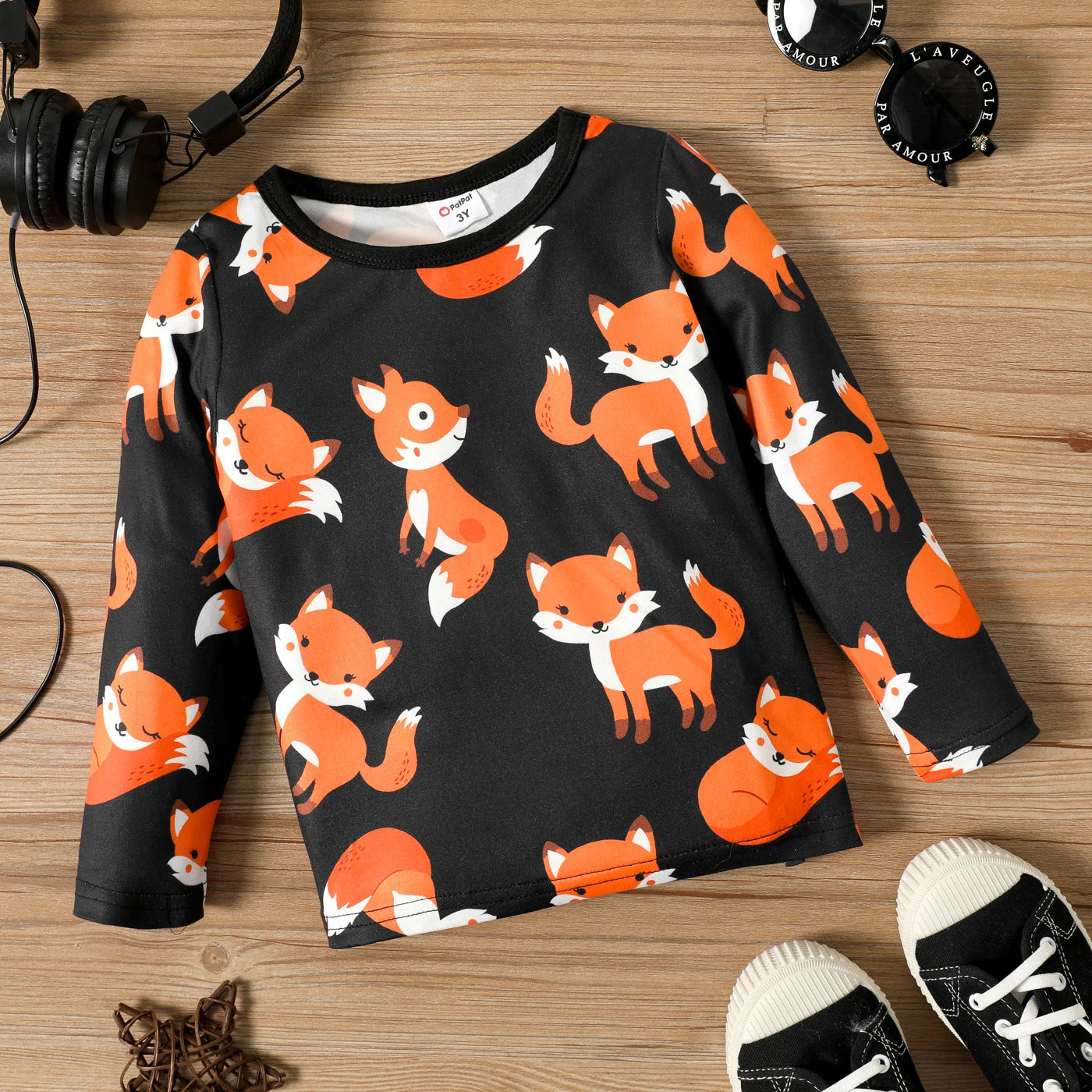 Boy Fox Print Long-sleeve Tee