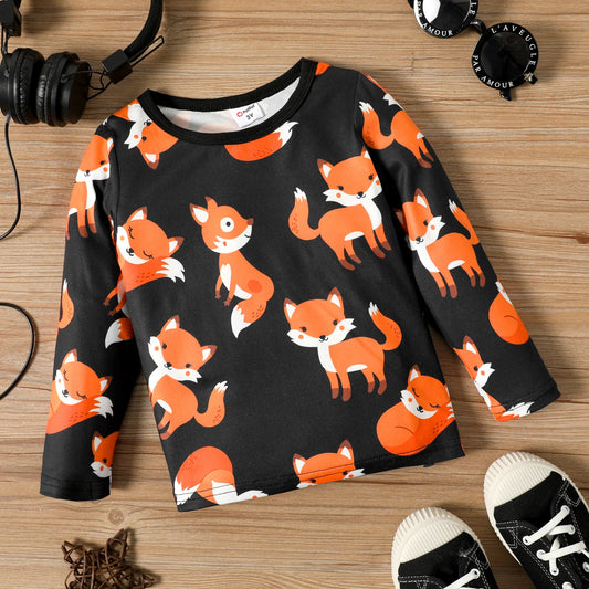 Boy Fox Print Long-sleeve Tee
