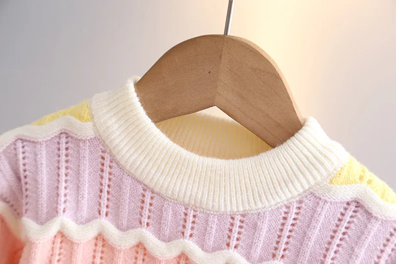 Girls Colorful Stripes Sweater