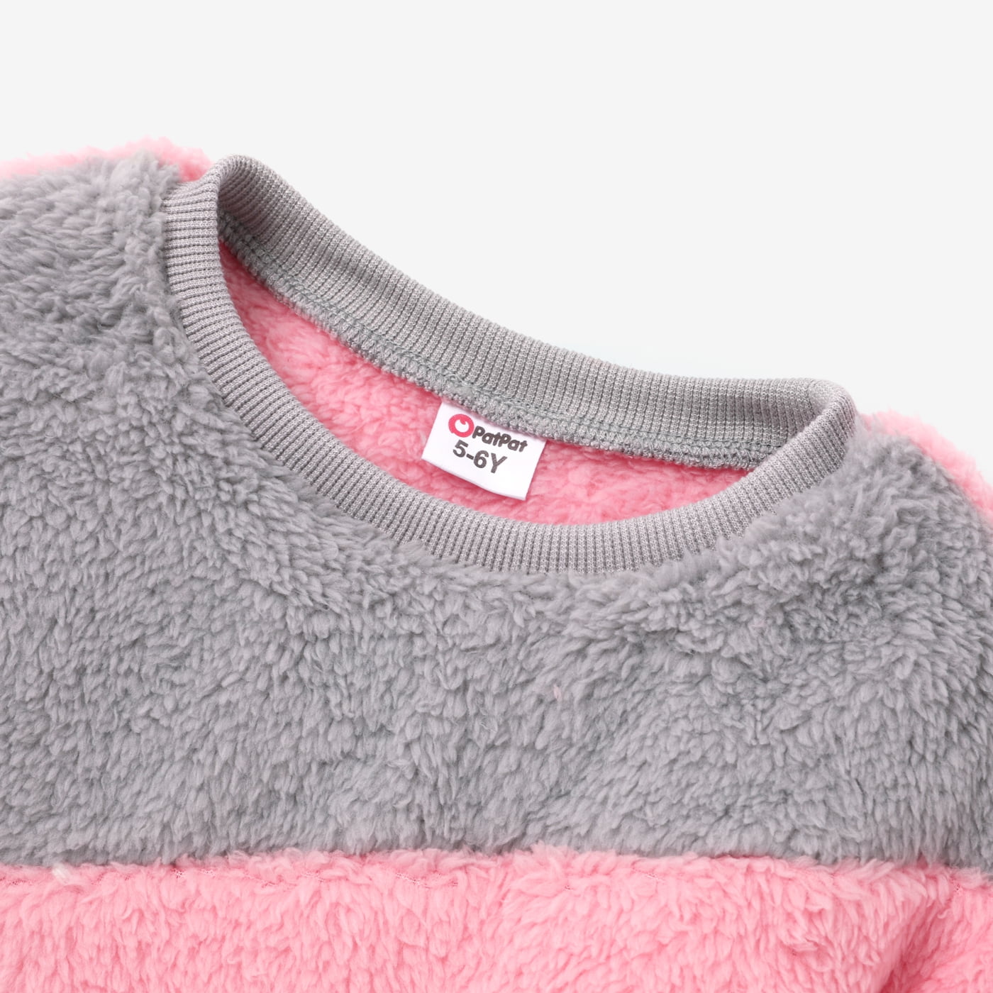 Kid Girl Sweet Colorblock Fleece Pullover Sweatshirt