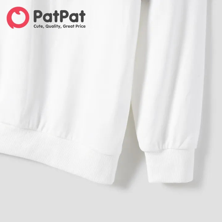 Men’s White Crewneck Sweatshirt with Black & Tan Horizontal Stripes