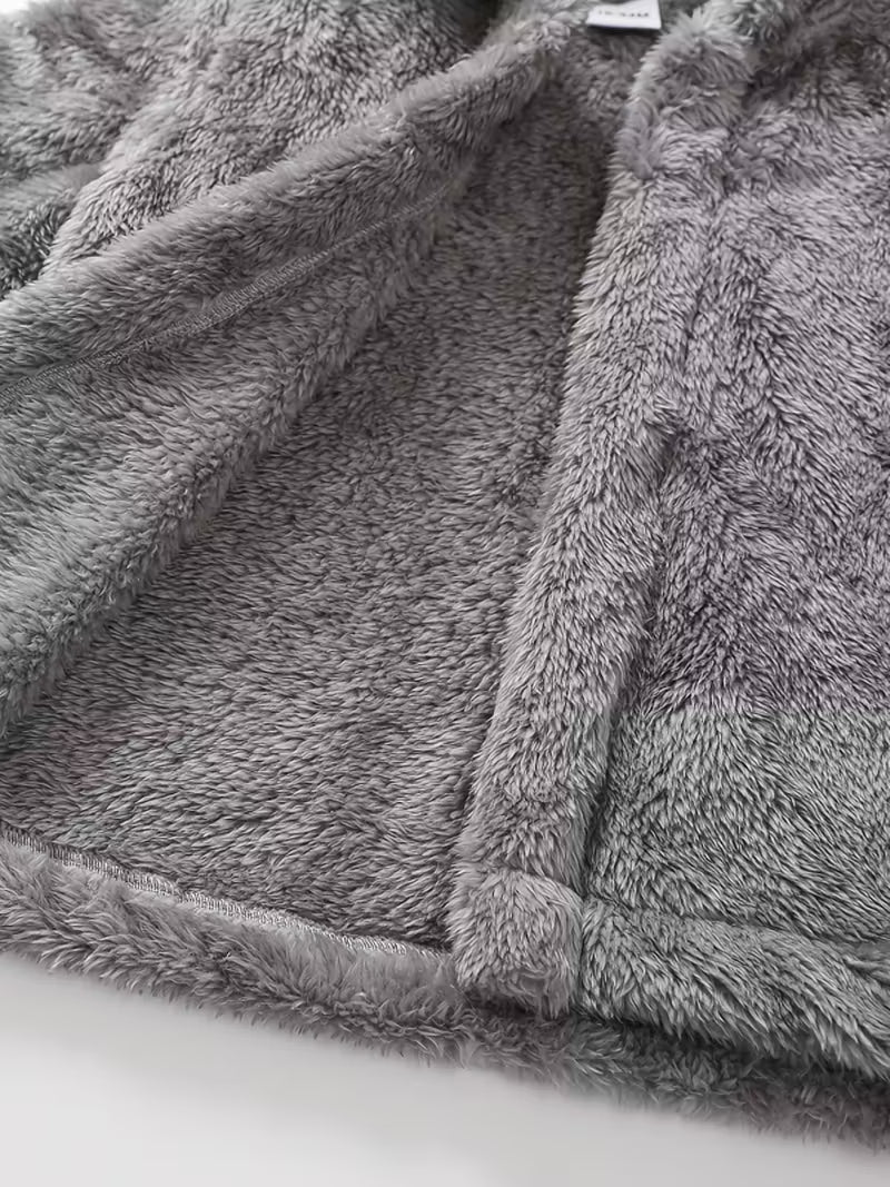 Basic Solid Color Polar Fleece Hooded Coat