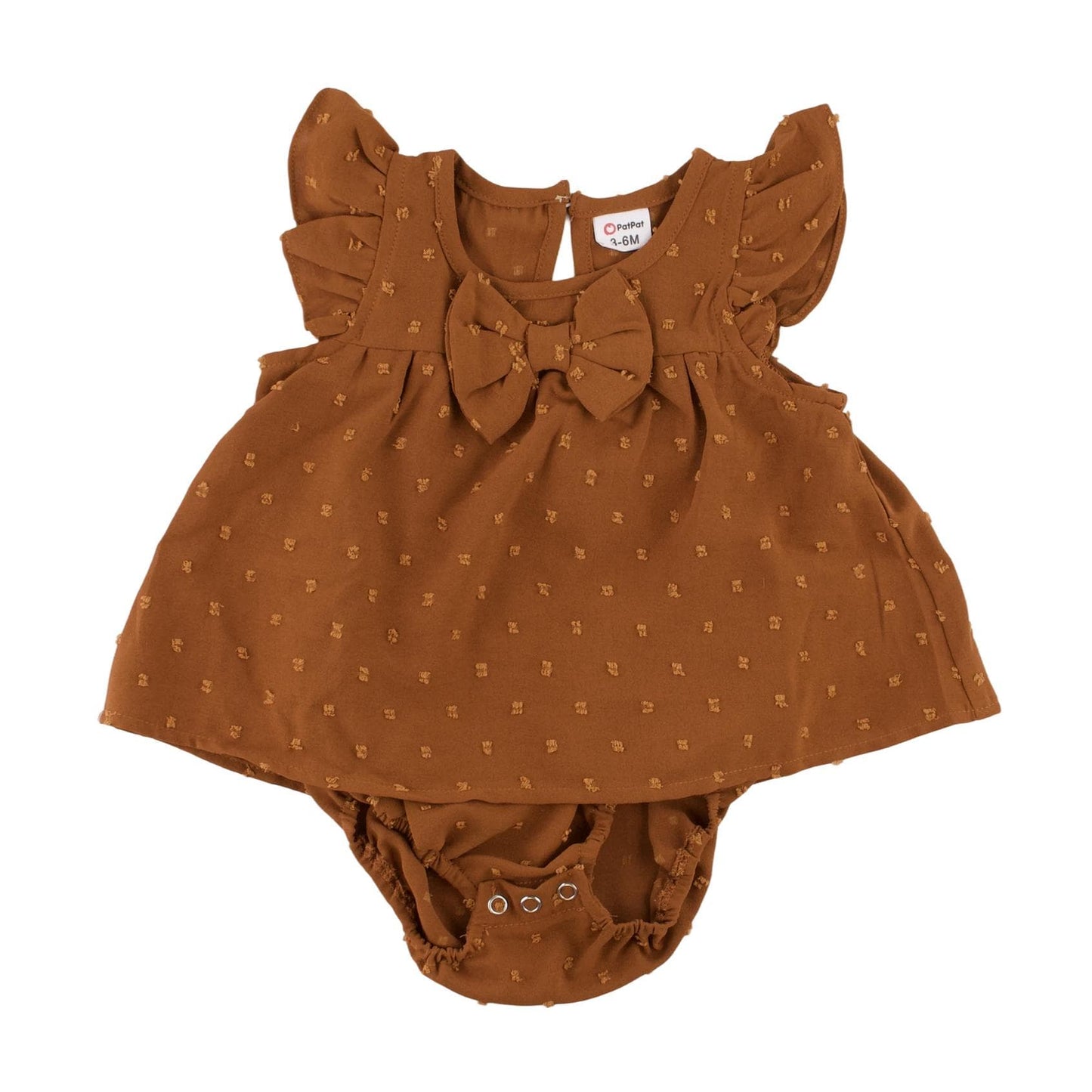 Flutter-sleeve Dress Brown