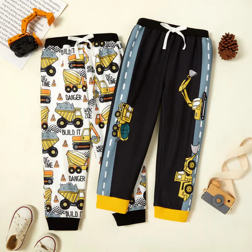 Boy Vehicle Print Casual Pants