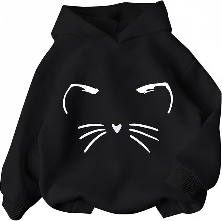 Girls Graphic Hoodies Long Sleeve Cartoon Print Pullover Hooded Sweatshirt Cute Casual Tops for Girl