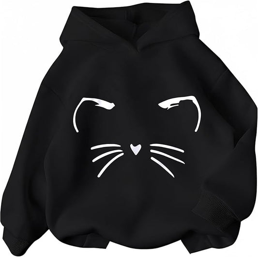 Girls Graphic Hoodies Long Sleeve Cartoon Print Pullover Hooded Sweatshirt Cute Casual Tops for Girl