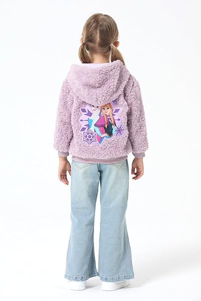 Disney Frozen Elsa & Anna Toddler Girl Coat: Purple Plush Hooded