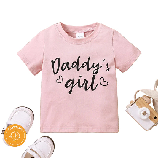 Baby Letter print Casual tee Pink