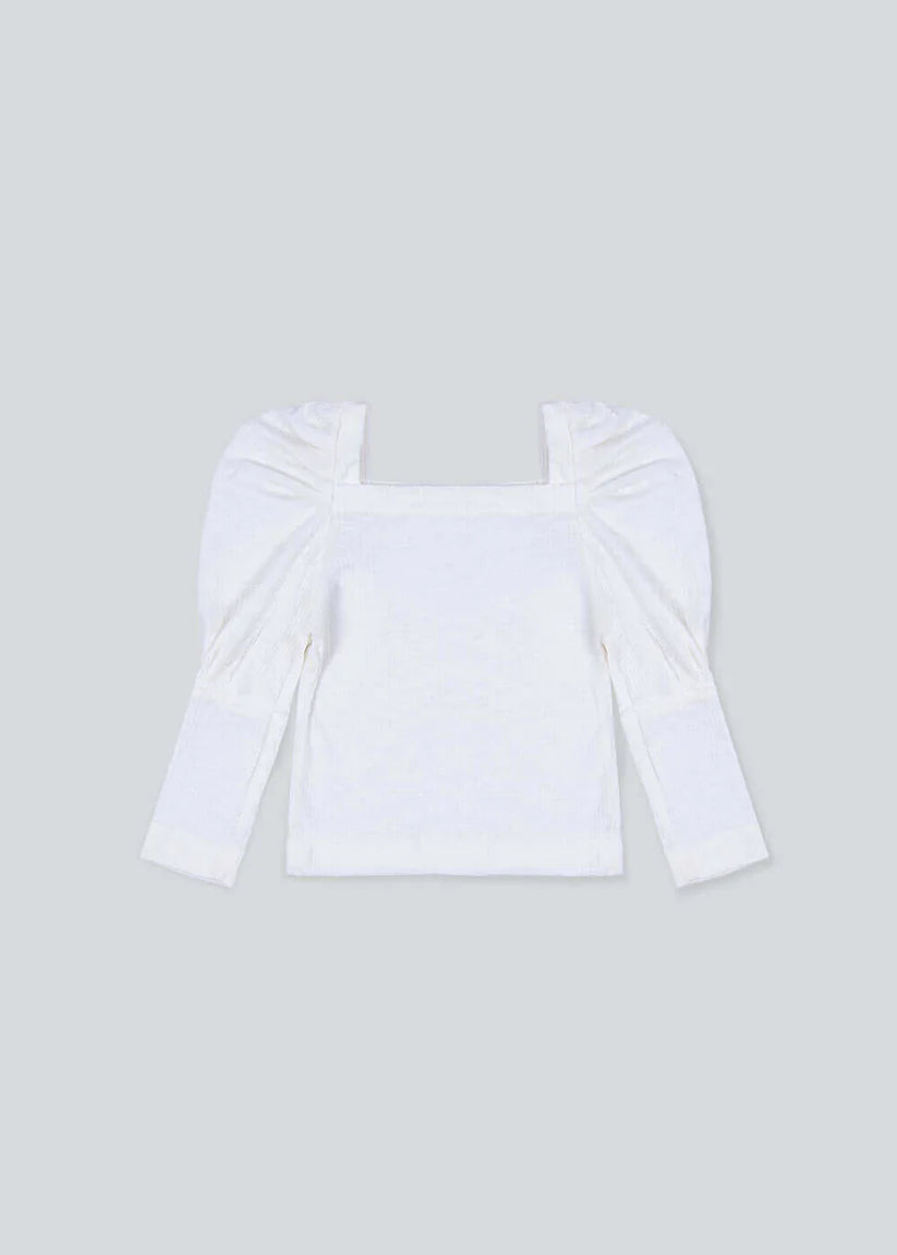 Kid Girl Puff-sleeve Square Neck Top