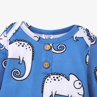 Printed Baby All Over Animal  Long sleeve Romper