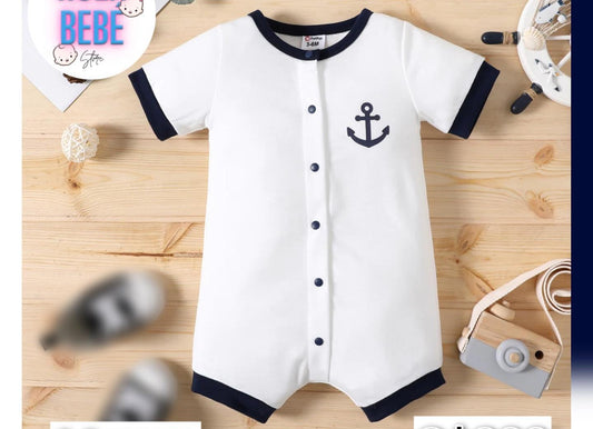 Anchor Print Short-Sleeve Baby Romper