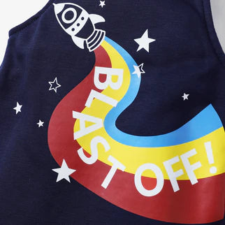 Baby Rocket Print Overalls Set