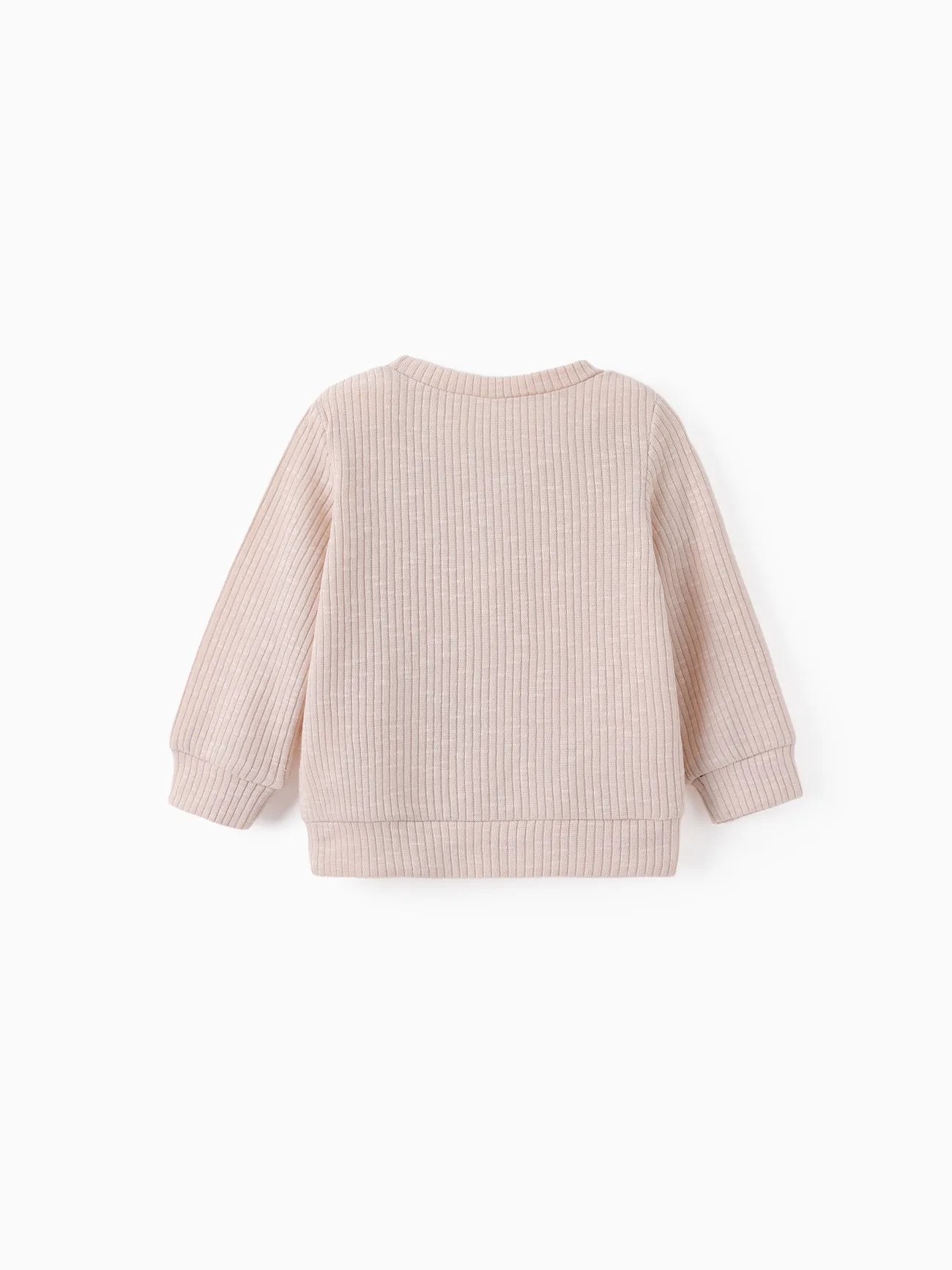 Winter Design Button Solid Ribbed Knitted Long-sleeve Pullover Top