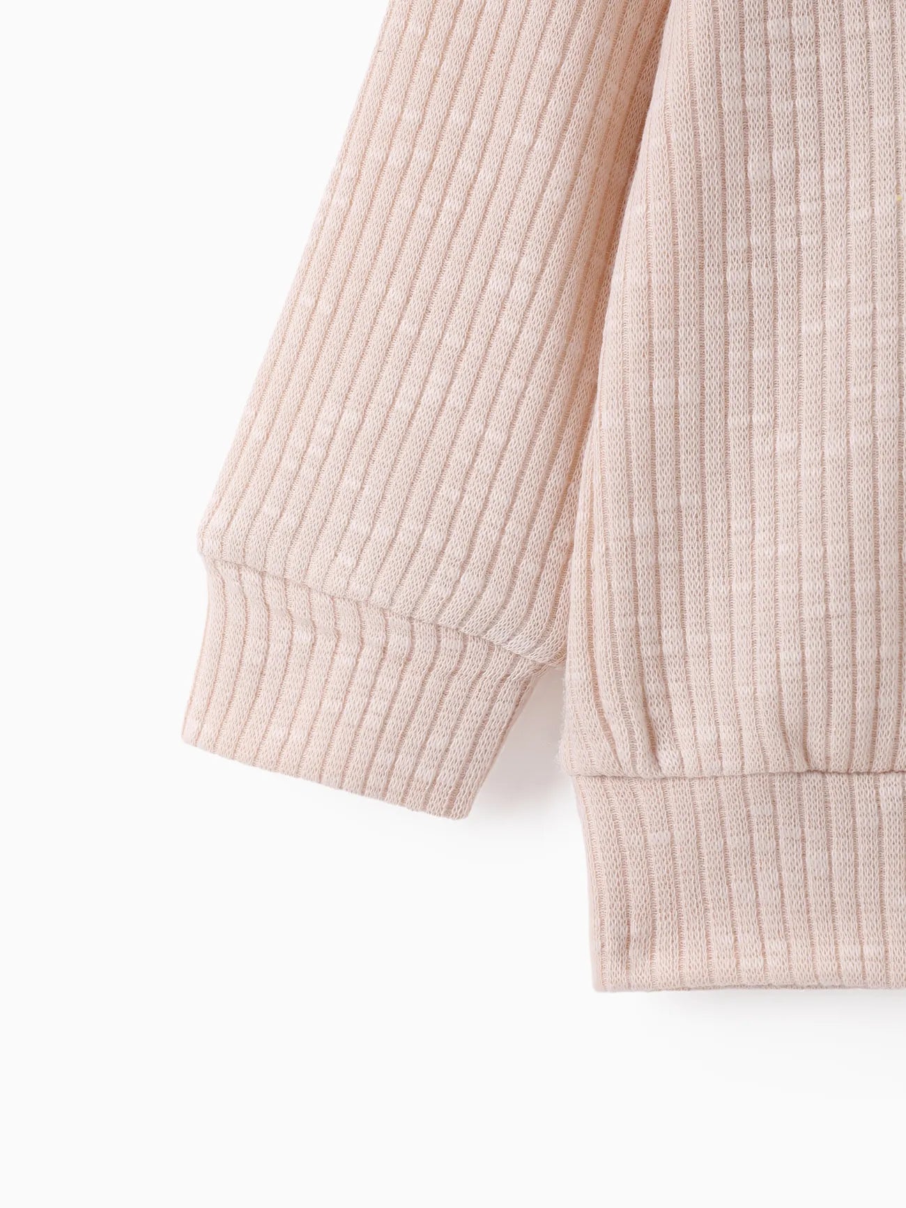 Winter Design Button Solid Ribbed Knitted Long-sleeve Pullover Top