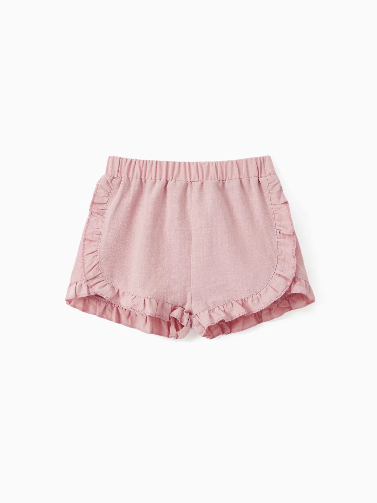 Cotton Solid Ruffle Trim Shorts