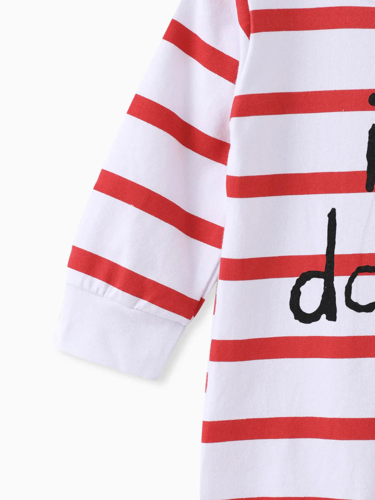 Cute unisex Long-sleeve Love Heart Letter Print Jumpsuit