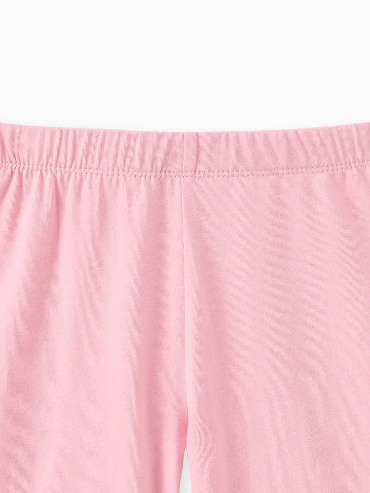 Girl Solid Color Cotton Leggings Shorts Pink