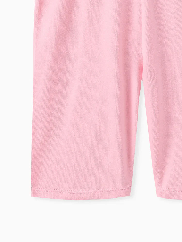 Girl Solid Color Cotton Leggings Shorts Pink