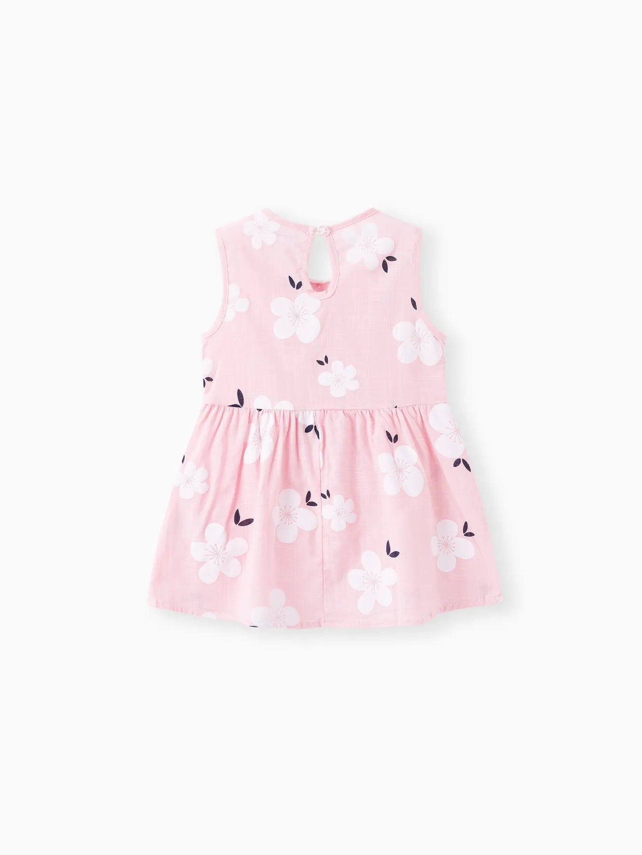 Baby Girl Cotton Peter Pan Collar Floral Print Tank Dress