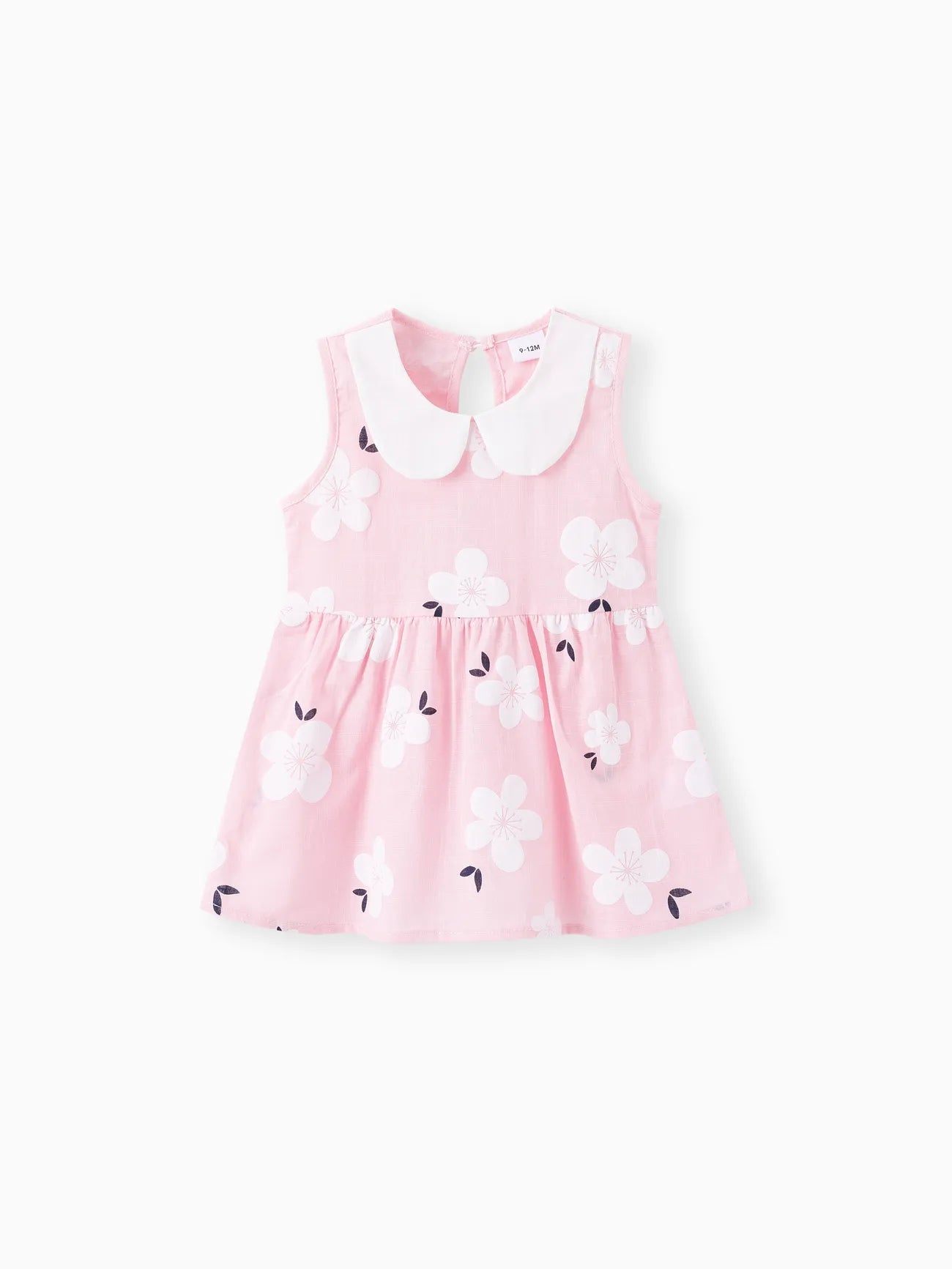 Baby Girl Cotton Peter Pan Collar Floral Print Tank Dress