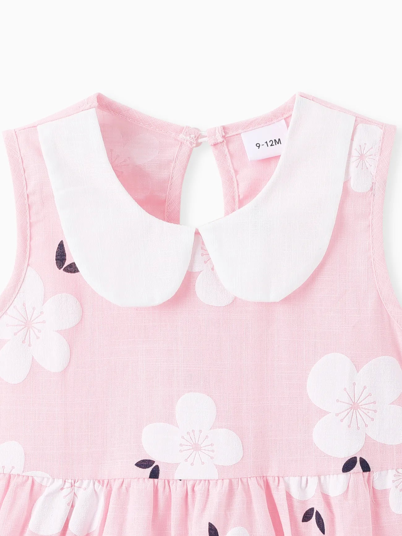 Baby Girl Cotton Peter Pan Collar Floral Print Tank Dress