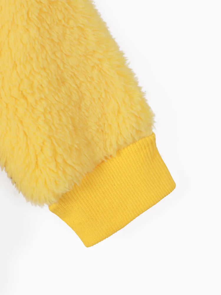 Looney Tunes Embroidered Long-sleeve Thermal Fuzzy Pullover Yellow