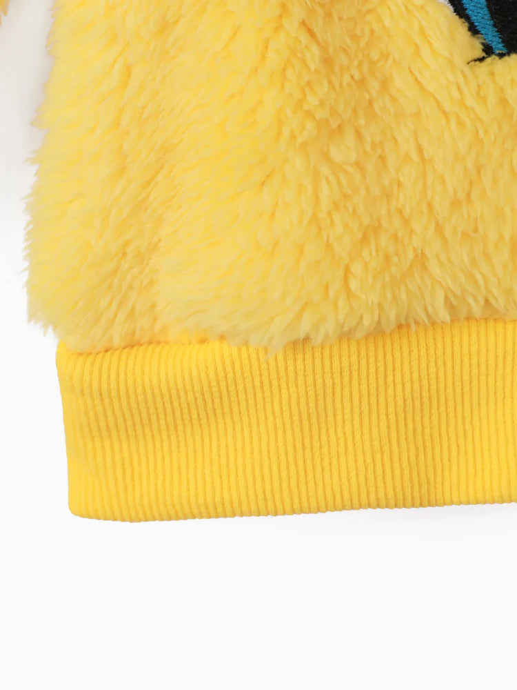 Looney Tunes Embroidered Long-sleeve Thermal Fuzzy Pullover Yellow