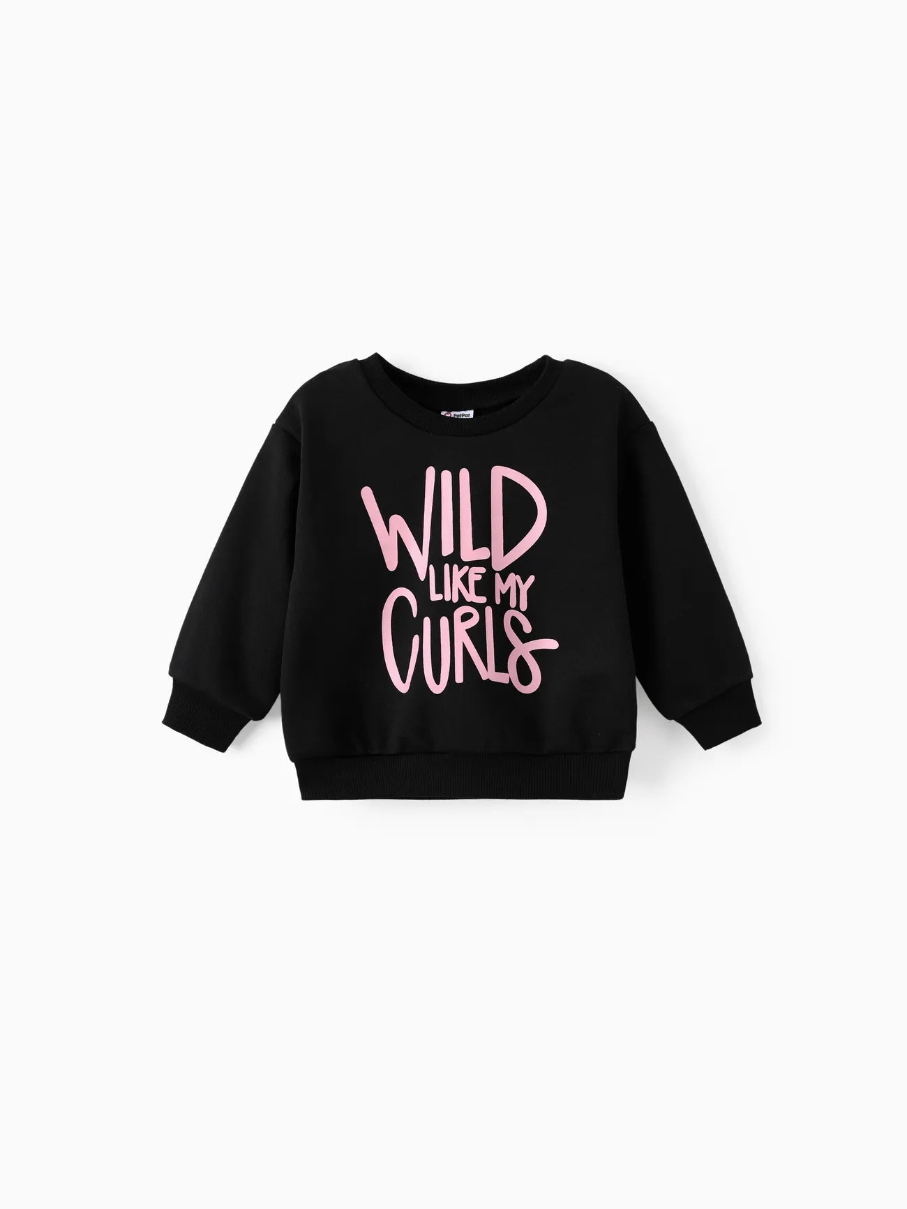 Toddler Girl Letter Print Casual Black Pullover Sweatshirt