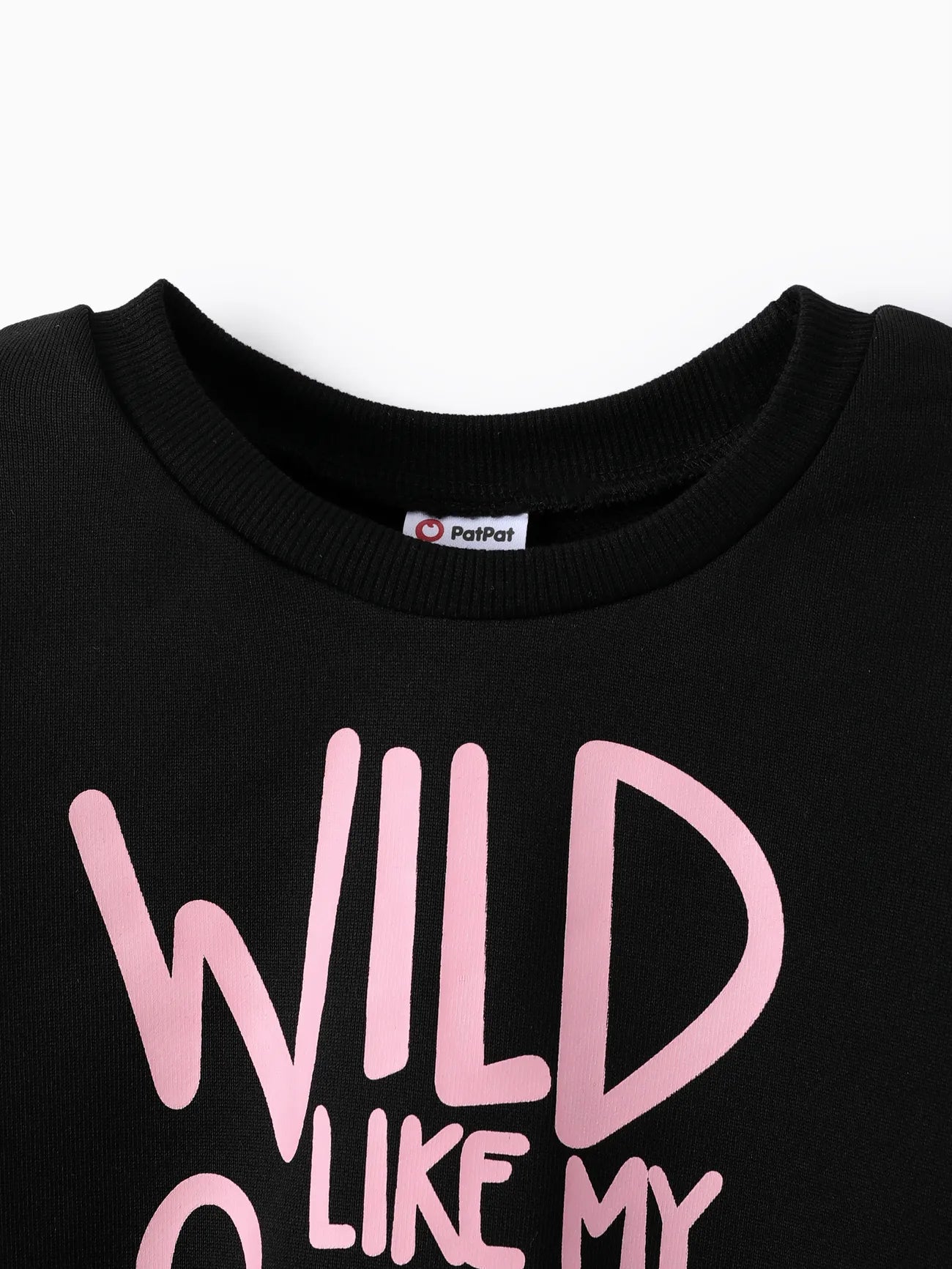 Toddler Girl Letter Print Casual Black Pullover Sweatshirt