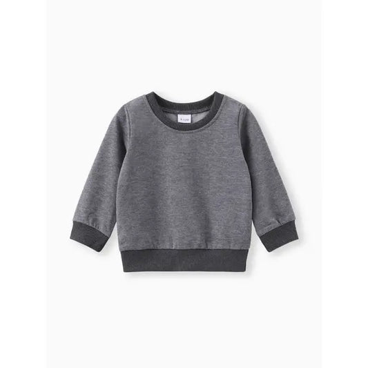 Striped Crewneck Long-sleeve Pullover Sweatshirt Gray