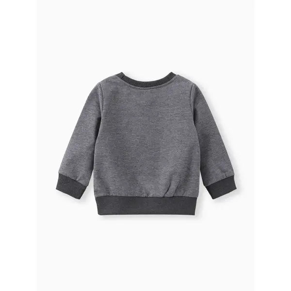 Striped Crewneck Long-sleeve Pullover Sweatshirt Gray
