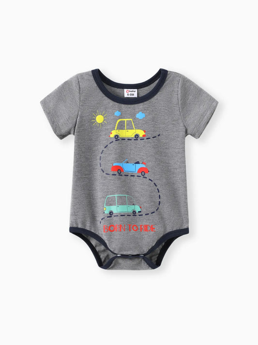 Vehicle Baby Boy Cartoon Romper