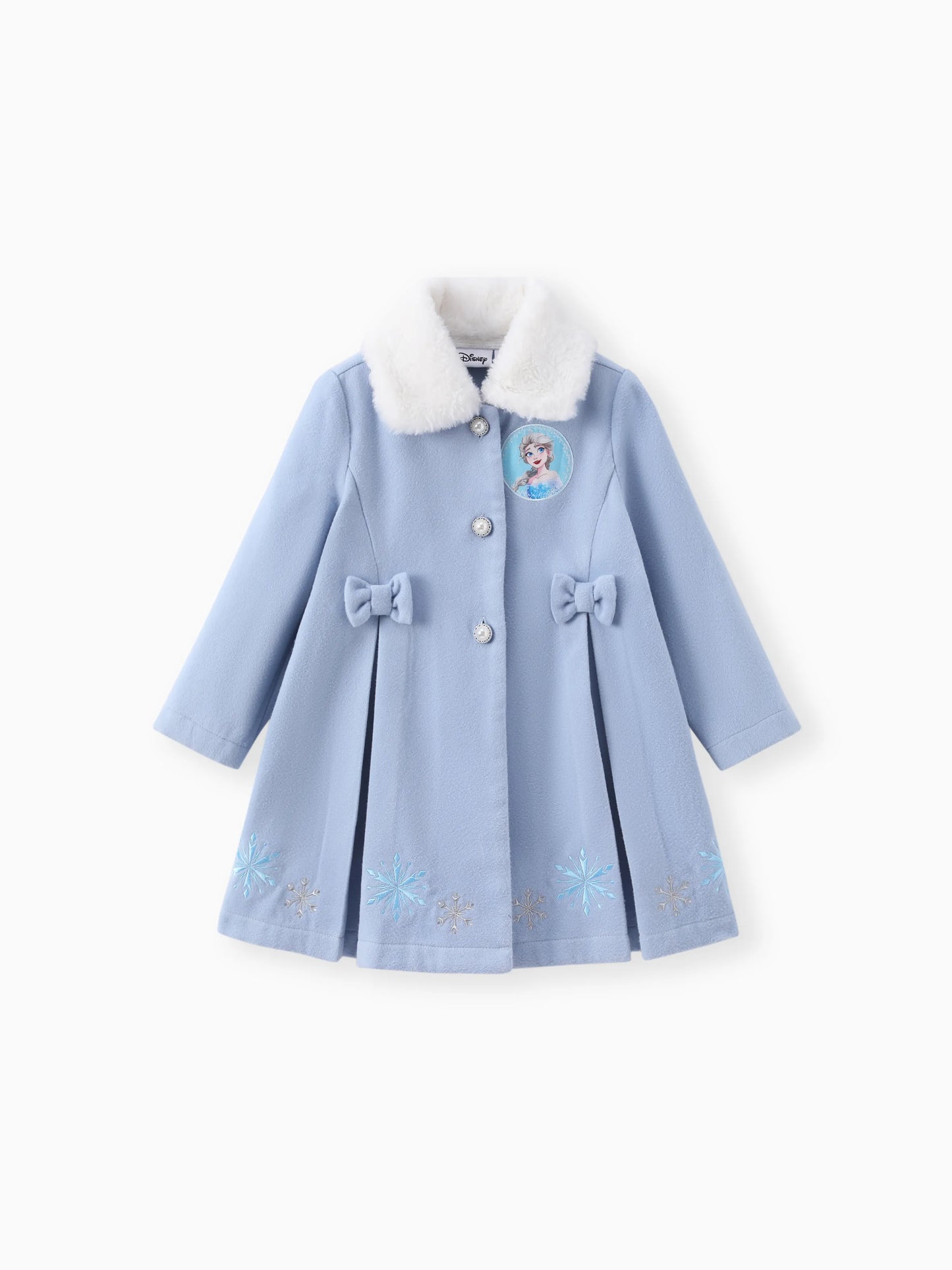 Disney Frozen  Elsa/Anna  Snowflake Embroidered Plush Collar Coat